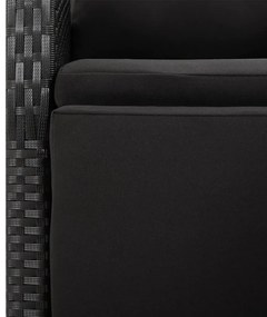 7 pcs conjunto de jantar p/ jardim vime PE/acácia maciça preto