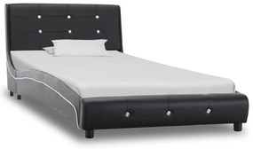 Estrutura de cama 90x200 cm couro artificial preto