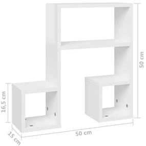Estantes de parede 2 pcs derivados de madeira branco brilhante