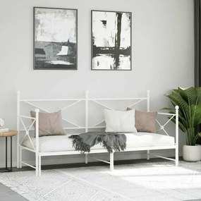 Cama de dia com gavetão sem colchão 90x200 cm aço branco