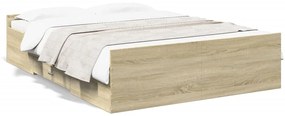 vidaXL Estrutura de cama c/ gavetas derivados madeira carvalho sonoma