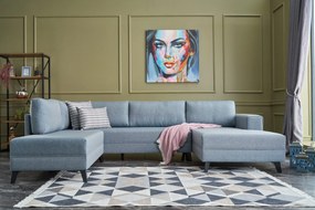 Sofá-Cama de Canto Efsun – Azul – 300 x 78 x 202 cm