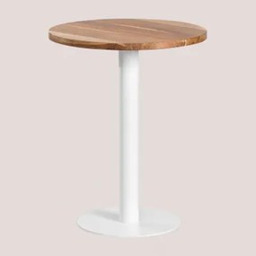 Mesa De Bar Redonda Em Madeira De Acácia Macchiato Ø60 Cm & Branco - Sklum