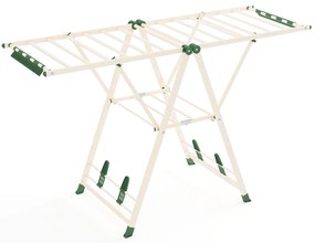 Varal de roupas dobrável de metal com 18 trilhos de secagem - branco