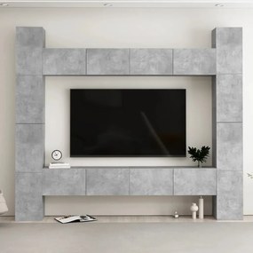 vidaXL Conjunto móveis de TV 8 pcs madeira processada cinzento cimento