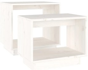Mesas de centro de encastrar 2 pcs pinho maciço branco