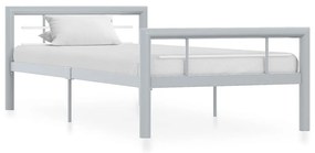 vidaXL Estrutura de cama 90x200 cm metal cinzento e branco