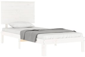 Estrutura cama de solteiro c/ cabeceira madeira maciça branco