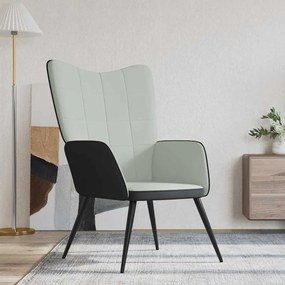vidaXL Cadeira de descanso PVC e veludo cinzento-claro