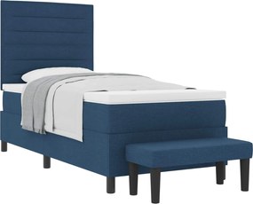 vidaXL Cama Box com colchão com cabeceira Azul 90 x 190 cm tecido