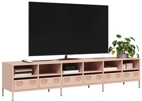 vidaXL Móvel de TV 202x39x43,5 cm aço laminado a frio rosa
