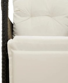 Sofá de jardim reclinável 2 lugares com mesa vime PE preto