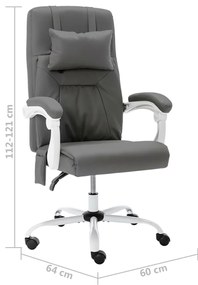 Cadeira escritório c/ função massagem couro artificial cinzento
