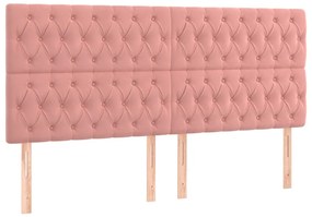 Cama box spring c/ colchão/LED 200x200 cm veludo rosa