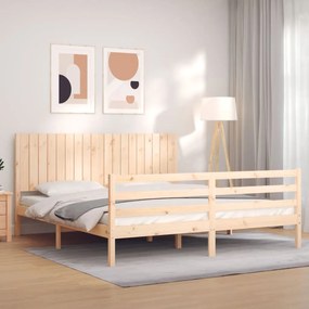 vidaXL Estrutura de cama Super King Size com cabeceira madeira maciça