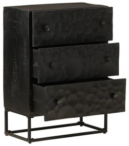 Cómoda 55x30x76 cm madeira de mangueira maciça e ferro preto
