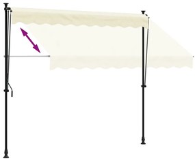 Toldo retrátil 250x150 cm tecido e aço cor creme