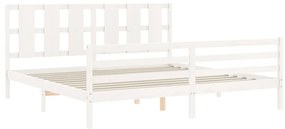 Estrutura cama Super King Size c/ cabeceira madeira branco