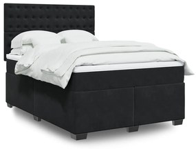 vidaXL Cama com molas/colchão 160x200 cm veludo preto