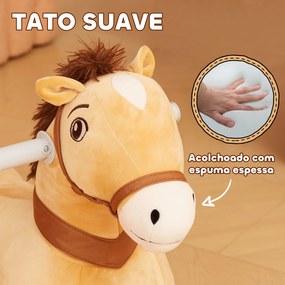Cavalo Elétrico para Crianças de 18 a 36 Meses Cavalo de Brincar Elétrico com Bateria 6V e Música 69x34x53 cm Castanho