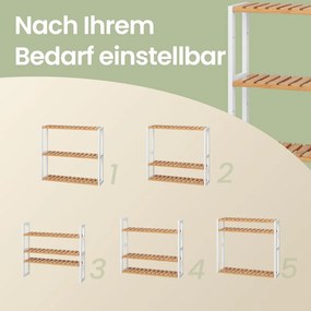 Estante de bambu com 3 prateleiras ajustáveis 15 x 60 x 54 cm bege + branco