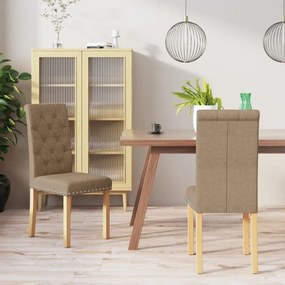vidaXL Cadeiras de jantar 2 pcs tecido cinzento-acastanhado