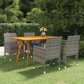 vidaXL 5 pcs conjunto de jantar para jardim cinzento