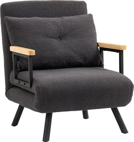 Poltrona Convertível em Cama Poltrona 3 em 1 Convertível em Cama com Encosto Ajustável em 5 Níveis 63x73x81 cm Cinza