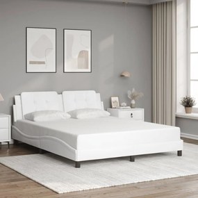 vidaXL Estrutura cama c/ cabeceira 160x200 cm couro artificial branco