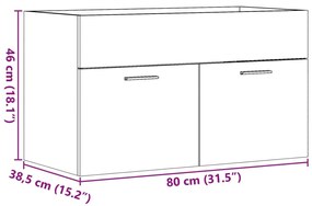 Armário lavatório 80x38,5x46 cm contraplacado cinzento cimento