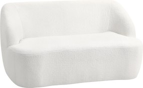 HOMCOM Sofá de 2 Lugares Estofado em Borreguito Sofá de Sala de Estar com Desenho Curvo e Acolchoamento Grosso142x85x73,5 cm Creme | Aosom Portugal