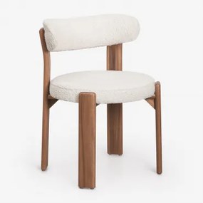 Pack De 2 Cadeiras De Jardim Em Madeira De Acácia E Estofadas Em Tecido Bouclé Milos Bouclé Bege Creme - Sklum