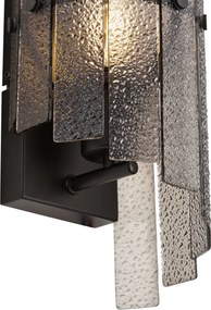 Candeeiro de Parede de Design Preto com Vidro Fumê - Versailles