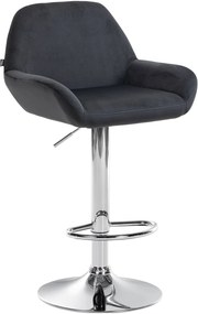 Banco de bar Braga em veludo (1 UNIDADE) com estrutura cromada 51 x 89-109 x 52 cm Preto
