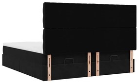 Estrutura de cama otomana com colchões 160x200 cm veludo preto