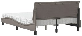 Cama com colchão 140x190 cm tecido castanho-acinzentado