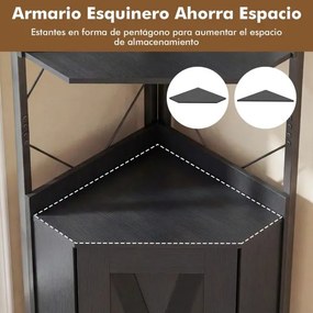 Estante de canto com 38 x 38 x 180 cm com grades de proteção Preta