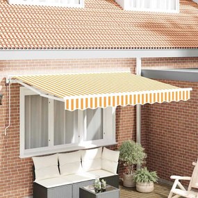 vidaXL Toldo Retrátil Amarelo e Branco 300x200 cm Poliéster e Alumínio