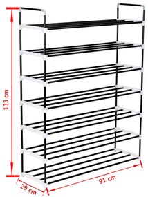 Sapateira com 7 prateleiras metal e plástico preto