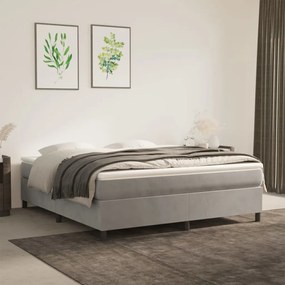Estrutura de cama com molas 160x200 cm veludo cinzento-claro