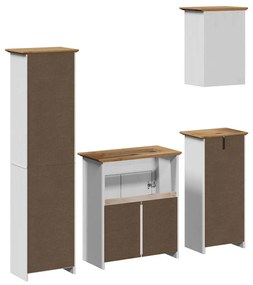 4 pcs conjunto de móveis WC BODO pinho maciço branco castanho