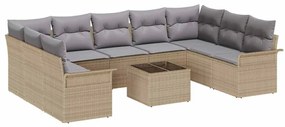 Conjunto de Sofá de Jardim de 10 Peças com Almofadas de Rattan Poliést