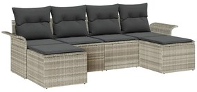 Conjunto de Sofá de Jardim vidaXL 6 Peças com Almofadas Rattan Sintéti