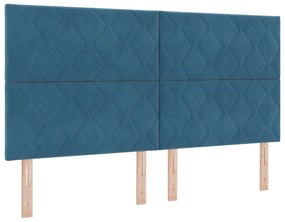 Cabeceira Design Blocos de Diamante Azul Escuro 180 cm Veludo