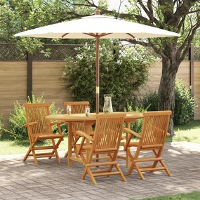 Conjunto de Jantar de Jardim vidaXL com 5 Peças em Madeira de Teca Sólida