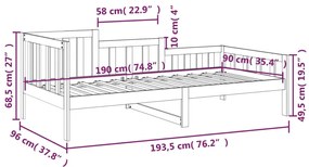 Sofá-cama 90x190 cm madeira de pinho maciça castanho mel