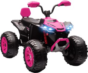 AIYAPLAY Quadricilo Elétrico para Crianças 24V com 2 Lugares 2 Motores Velocidade até 6,5 km/h Faróis Buzina Música e USB 109x68,5x76 cm Rosa | Aosom Portugal