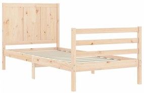 Estrutura de cama com cabeceira 90x200 cm madeira maciça