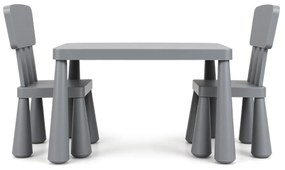 Conjunto com mesa e 2 cadeiras para crianças para comer, desenhar ou estudar 76,5 x 54,5 x 49,5 cm Cinza