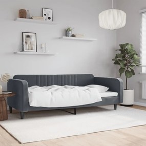 Sofá-cama 90x190 cm veludo cinzento-escuro